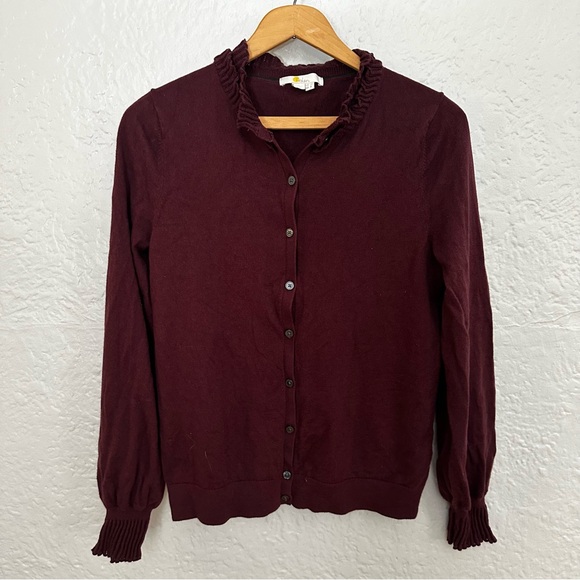 Boden Frederica Pointelle Wool Blend Cardigan in Deep Wisteria - Picture 11 of 16